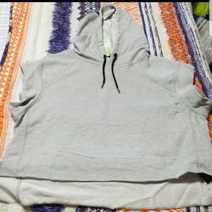 Sam Edelman Boxer Crop Sweatshirt Grey Medium NWT